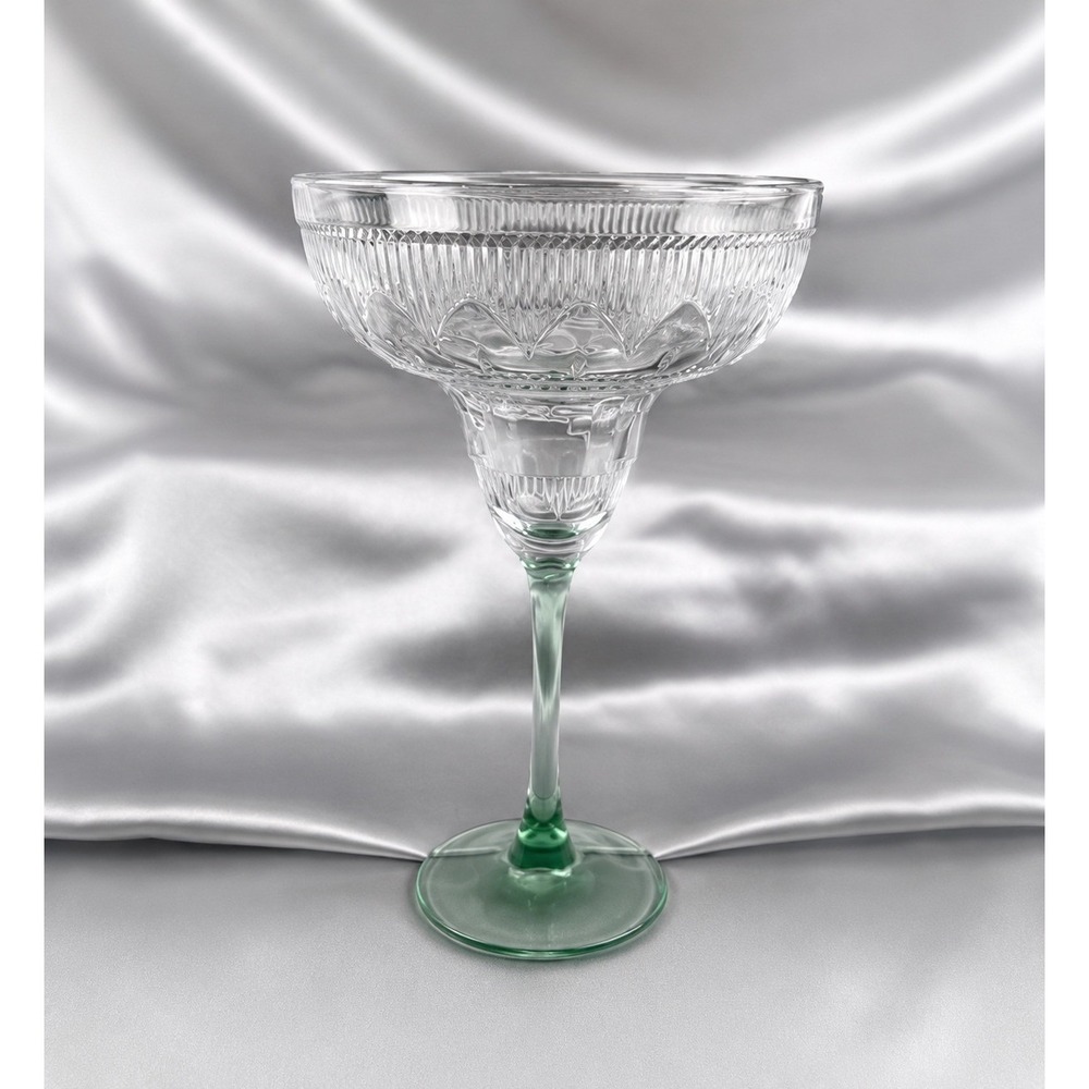 6 Cristal d'Arques Durand Sombrero Margarita Glass Green Stem Cut Crystal 7.5" - Picture 12 of 12